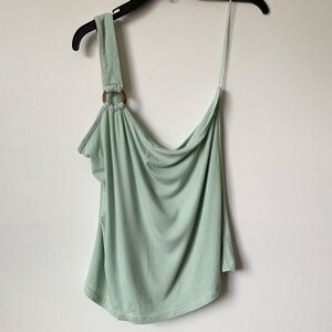 BB DAKOTA Sage Green One Shoulder Ribbed Knit Top Size 2X NEW